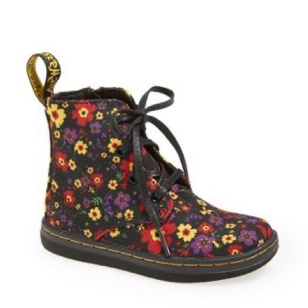 Dr. Martens Laney Black Floral Boot Girls